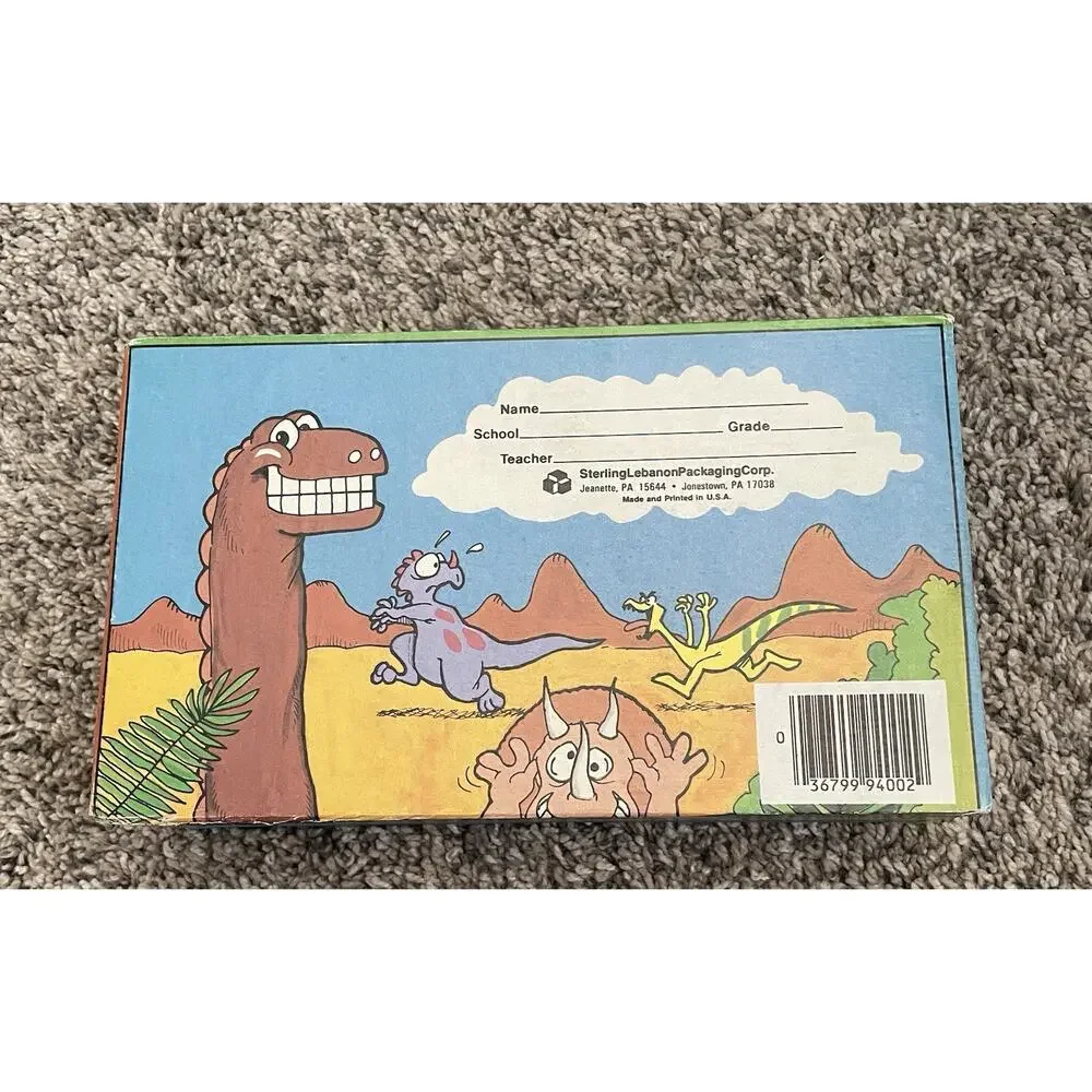Vintage Dinosaur Cartoon Cardboard Pencil Pen Case Box Lebanon Packaging School